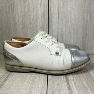 G/Fore G4 Gallivanter Cap Toe Leather Gold Sneaker Cleat Shoe Womens Size 9.5